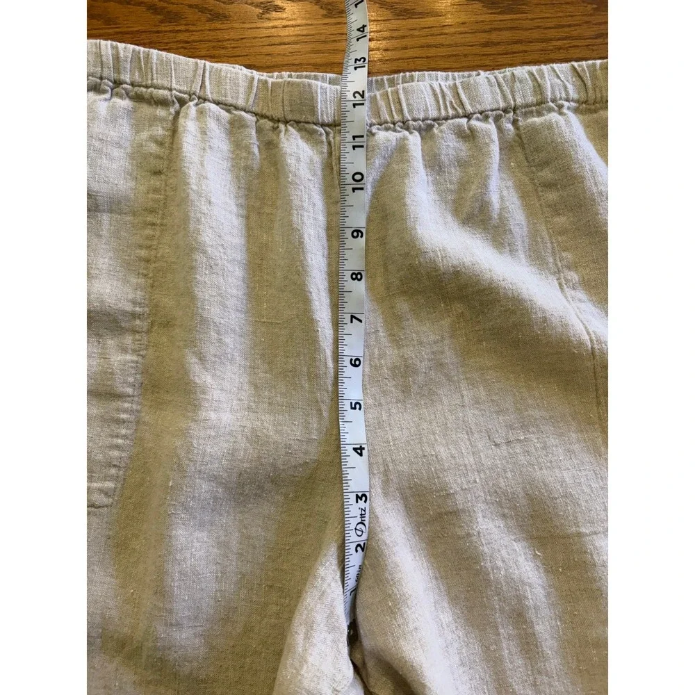 Chicos Design Womens 100% Linen Cropped Pants‎ Beige Coastal Resort Size 3 XL